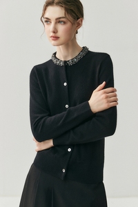 <span class=keywords><strong>Cardigan</strong></span> en cachemire 100% pour femmes, nouveau modèle d'automne et d'hiver, col rond, veste en tricot - Product Image 6
