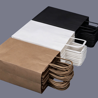 Sacs alimentaires recyclables blancs et bruns imprimés sur mesure avec poignée, sacs en papier kraft pour emporter en gros avec votre propre logo