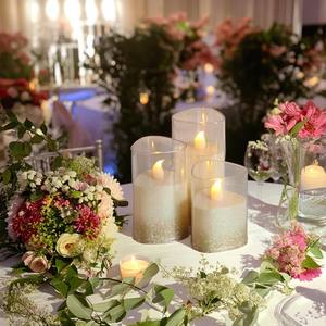 Nouvel arrivage de bougies <span class=keywords><strong>LED</strong></span> sans flamme à paillettes dorées à piles pour centres de table de mariage, décoration d'anniversaire de table - Product Image 4
