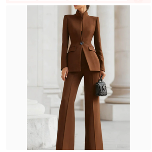 Conjunto de Dos Piezas <span class=keywords><strong>para</strong></span> <span class=keywords><strong>Mujer</strong></span>, Estilo Europeo Americano 2026, Corte Regular, Manga Larga, Color Sólido, con Bolsillos, Terciopelo Antiarrugas + <span class=keywords><strong>Traje</strong></span> Largo - Product Image 4