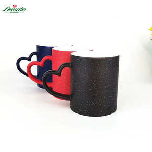 Taza de cerámica con purpurina estrellada y asa de corazón, taza en blanco para sublimación, prensa térmica, taza personalizada con foto para San Valentín o bodas - Product Image 1