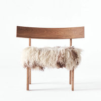 Fauteuil lounge en bois massif pour hall d'hôtel nordique, mobilier d'intérieur, salon, petit fauteuil d'appoint en peau de mouton de Mongolie pour chambre à coucher