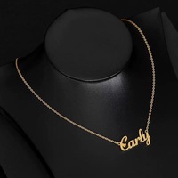 Collar de cadenas finas a la moda con letras y nombre personalizado, accesorio elegante, joyería de acero inoxidable texturizada de alta calidad
