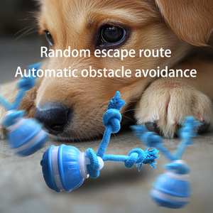 Jouet pour chien à déplacement automatique aléatoire, balle couineuse à roulement automatique avec corde, en ABS et TPR, mignon - Product Image 4