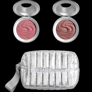 PU métallisé argent broderie sacs à cosmétiques en gros rose argent diamant imprimé fermeture éclair doux matelassé pochette de maquillage pour les femmes - Product Image 4
