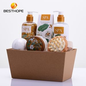 OEM Home Spa Körperpflege Geschenkset für Frauen <span class=keywords><strong>Beauty</strong></span> Cleansing Scrub Gel aus Baumwoll material Korb Dusch gel Perfekte Bad Geschenks ets - Product Image 5