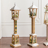 Lanterne de rue de Noël en bois haute, alimentée par USB, style nordique vieilli, effet neige, lumière LED, écologique, pour salon intérieur