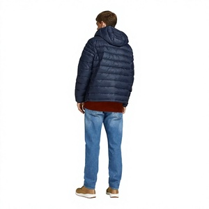Blouson matelassé à capuche pour homme, coupe-vent, color block, hiver, décontracté, fermeture éclair, rembourrage polyester, coupe classique - Product Image 5