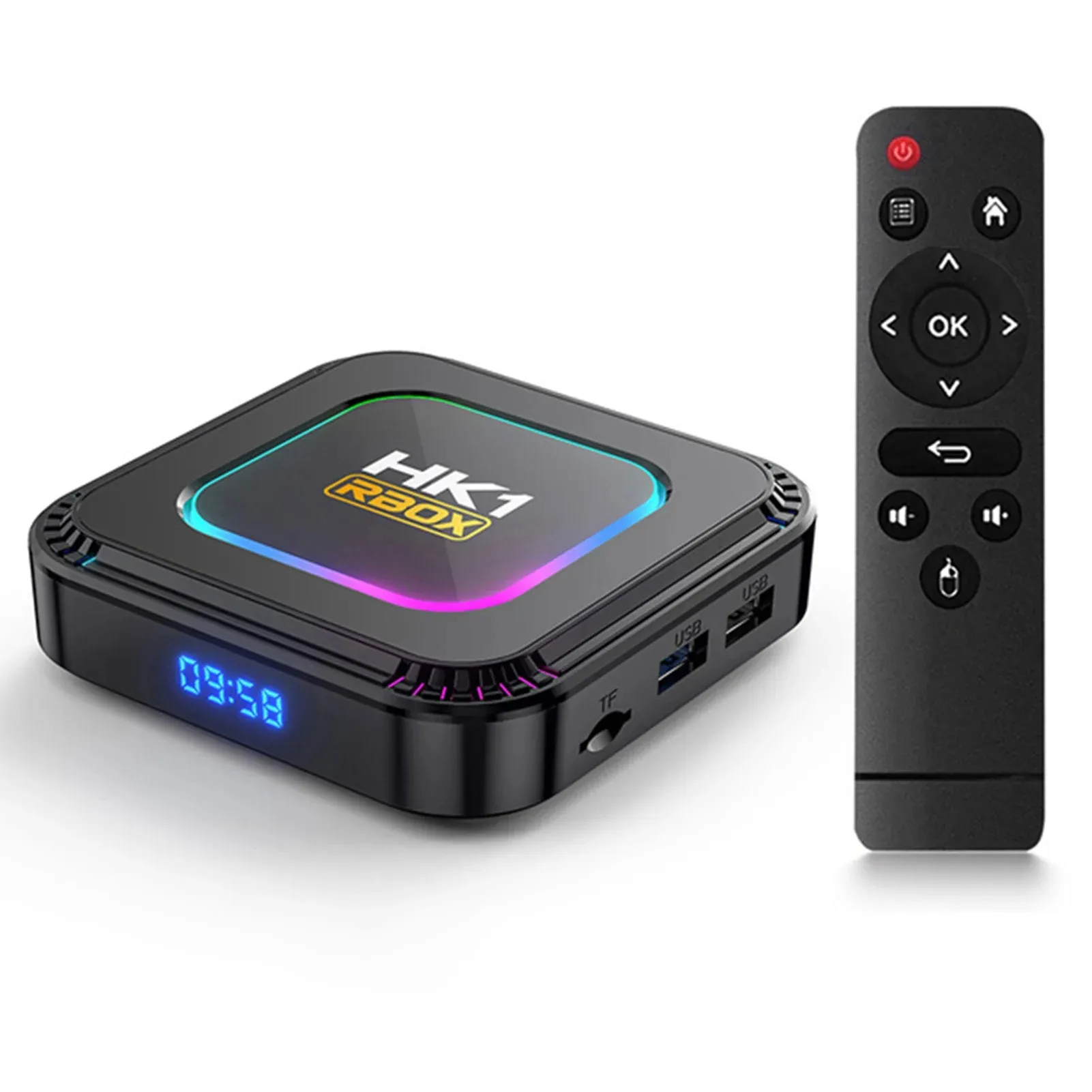 HK1 Rbox K8 RGB Light Android 13 TV box 2G 4G RAM 16G 32G 64G 128G ROM Dual WiFi 4K RK3528 Чип WiFi 6 приставка