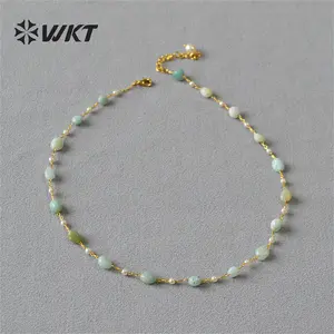WT-N1419 Lucky handmade 16inch long choker necklace Natural Amethyst stone beads rosary chain necklace INS Hot necklace