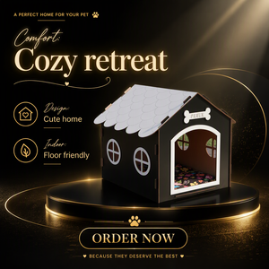 Casa para Mascotas de Madera Pequeñ<span class=keywords><strong>a</strong></span>/Mediana con Ventanas Redondas, Puerta Arqueada y Techo Festoneado para Cachorros y Gatos, Cabañ<span class=keywords><strong>a</strong></span> Interior/Exterior - Product Image 2