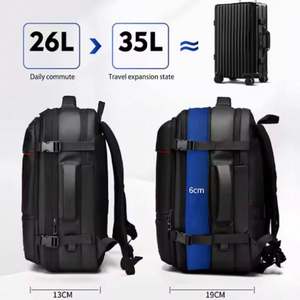 Expandable Business Laptop Travel <b>Backpack</b> Zipper Closure Waterproof Anti-Theft USB Charging Nylon Physiological Curve Back - Product Image 5