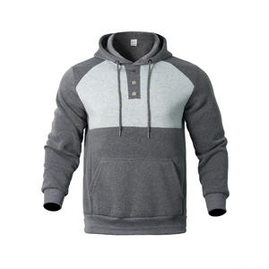 Sweat-shirt à capuche pour homme Xiyin, gris bleu, manches raglan, boutons sur le devant, sport, décontracté, respirant, taille M, avec étiquette - Product Image 1