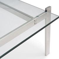 Table console carrée moderne classique italienne avec plateau en verre trempé et acier inoxydable pour salon, hôtel, chambre à coucher