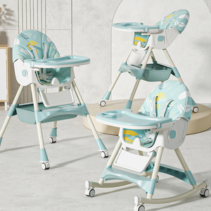 Meja Anak Portabel Kursi Makan Lipat Tinggi Dapat Disesuaikan Kursi Makan Bayi 3 in 1 Dengan Roda - Product Image 4