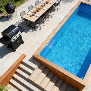 Piscina de Fibra de Vidrio Personalizable Sobre el Suelo con Cascada y Asientos de Lujo, Piscina de Uso Comercial para Villas y Hoteles Premium - Product Image 1