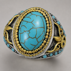 Anello Bicolore con Fiori Intagliati, Anello Unisex Vintage, Accessorio per Dito in Stile Retrò - Product Image 4