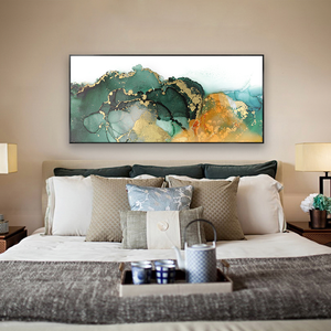 Tela di tela colorata astratta decorazione da parete fluido inchiostro <span class=keywords><strong>arte</strong></span> marmo tela da parete <span class=keywords><strong>arte</strong></span> verde e oro struttura in marmo Floater decorazione da parete - Product Image 3