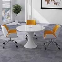 Table de réunion ronde modulaire en panneaux de bois blancs de luxe moderne pour 4 personnes, mobilier de bureau pour la maison, les hôtels, les écoles, les salles de conférence