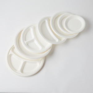 Échantillon Gratuit Assiettes Rondes en Papier Biodégradables Compostables en Bagasse Naturelle Blanches pour Restaurants - Product Image 2