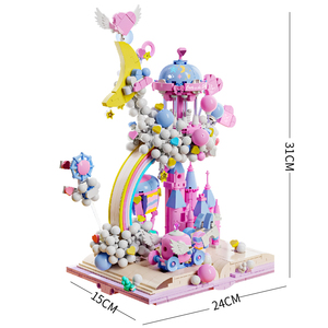 1388PCS Pink Castle in the Sky Dream <strong>House</strong> MOC Puzzle <strong>Bricks</strong> Assembled <strong>Building</strong> Blocks Set Figures Children Toys MJI 13064 - Product Image 1