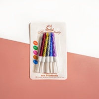 6,6cm Metallische Gold Silber Roségold Rot Lila Spiral-Geburtstagskerzen 6er-Set Gedrehte Kuchendekoration für Partydekoration