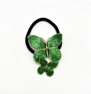 Coleteros Vintage de Mariposa con Doble Esmalte Verde y Contorno Dorado, Elegantes Accesorios Diarios para el Cabello de Mujer con Diseño Natural - Product Image 1