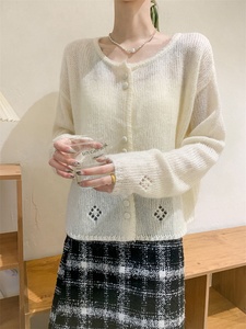 Đa Năng Dài Tay Hàn Quốc Dệt Kim Ngắn Áo Khoác Chất Liệu Mới Len Mohair Cardigan Cho Mùa Xuân Và Mùa Thu Mỏng Mùa Đông Nhảy - Product Image 4