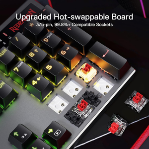 Redragon k556 Pro tri-chế độ RGB cơ khí chơi game bàn phím nhôm heo rừng Hot-Swap tuyến tính yên tĩnh chuyển đổi màu đỏ Bàn phím cơ khí - Product Image 2