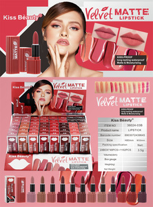Rouges à lèvres velours mats longue tenue et waterproof Kiss Beauty pour personnaliser les cosmétiques pour les lèvres, maquillage, marque privée, logo sur le rouge à lèvres - Product Image 3