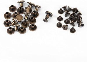Sets Brass Flat Head Button <b>Studs</b> Mm Bronze Leathercraft Screw Rivets For Belts <b>Bags</b> Shoes Rotatable DIY Leather Hardware With N - Product Image 1