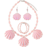 Mode Résine Shell Boucles D'oreilles Bracelet Filles Rose Acrylique En Forme De Coquille Pendentif Perles Collier Y2K Ensemble De Bijoux