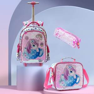 <span class=keywords><strong>Mochila</strong></span> Escolar Infantil de Gran Capacidad con Diseño de Dibujos Animados en 3D, Juego de Tres Piezas con Estuche para Lápices y Lonchera - Product Image 2