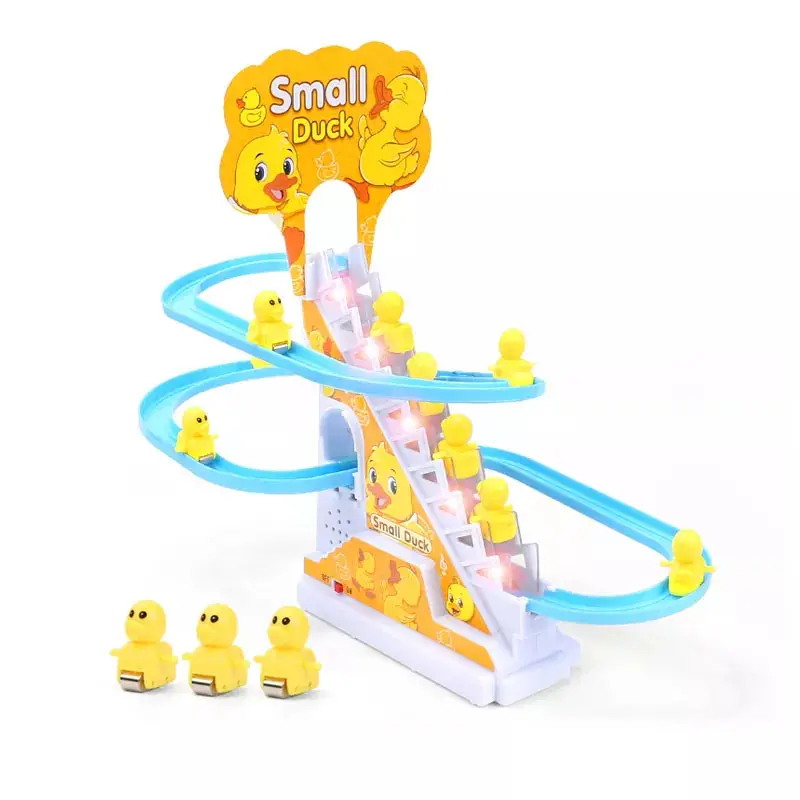 Climb Stairs Toy Roller Coaster for Halloween Christmas Electric Track Toys Track Slide Stairs Indoor Toy Duck kids gifts