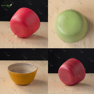 Venta al por mayor hecho a mano de bambú sostenible armonía vibrante cuencos de bambú ensaladeras para fiestas de servicio de alimentos - Product Image 6