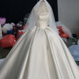 Vestido de Novia Jancember Hz036, Deslumbrante, Color Marfil, Sin Tirantes, Asimétrico, con Escote Diagonal, Minimalista, de Satén Duquesa - Product Image 6
