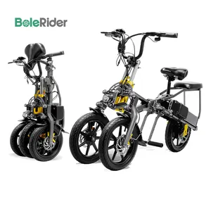 Bicicleta eléctrica plegable de 48v y 500w para adultos, patinete eléctrico portátil de 14 pulgadas con Movilidad de tres ruedas