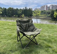 Chaise pliante moderne ultra-légère et confortable avec dossier bas rembourré en coton, idéale pour le camping, la plage, la pêche, la maison et le parc