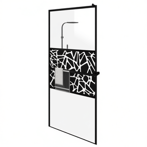 Walk In Shower Wall 45.3x76.8 In ESG Glass Aluminum <b>Frame</b> With Shelf Model D0100H7UZQT - Product Image 1