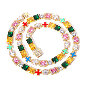 สร้อยคอโมอิสซาไนต์สีรุ้งแฟนซีสั่งทำพิเศษ เงินแท้ 925 สไตล์ฮิปฮอป ประดับเพชร VVS ระดับ Iced Out ผ่านการทดสอบเพชร - Product Image 5