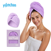 Handuk Rambut Mikrofiber Cepat Kering Model Turban Lembut dan Menyerap Air dengan Kancing Pengikat untuk Mandi dan Kamar Mandi