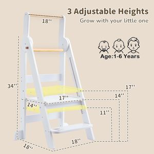 Katlanabilir yürümeye başlayan kule 3-ayarlanabilir yükseklik Montessori ayakta dışkı 1-6 yıl çocuklar mutfak yardımcısı - Product Image 6