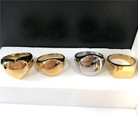 Janice Schmuck Neue Minimalistische Edelstahl-Schmuckstücke Herzförmige Blanko-Siegelringe in Gold