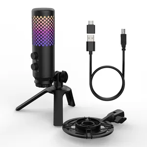 Ztd12 RGB Điện Thoại Di Động Máy Tính Xách Tay Âm Thanh Condenser USB Microphone Cho Máy Ảnh PC Bằng Giọng Nói Ghi Âm Ca Hát