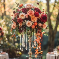 Décor floral artificiel doré pour centres de table de mariage d'automne, fleurs de fond pour banquets d'automne et décoration de table de mariage