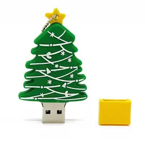 圣诞树闪存笔驱动器4gb闪存盘企业礼品8g橡胶记忆棒32g圣诞小工具电子定制