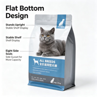 Sachet d'emballage alimentaire personnalisé pour animaux de compagnie, à fond plat, avec fermeture éclair, résistant à l'humidité, en film composite pour chiens et chats