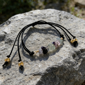 Healing Crystal Handcrafted Gemstone Chip <b>Bracelet</b> Natural Beaded <b>Bracelet</b> Bohemian Minimalist Adjustable <b>Drawstring</b> <b>Bracelet</b> - Product Image 3
