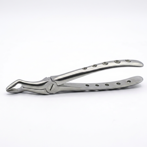 Forceps d'extraction dentaire supérieur pour premiers molaires à surface mate, avec manche perforé et bec réfléchissant, instrument chirurgical en acier inoxydable - Product Image 1
