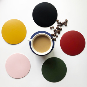 Custom Corporate Coffee Cup Holder Tea Mug Mat Promotional Coaster in Leather
